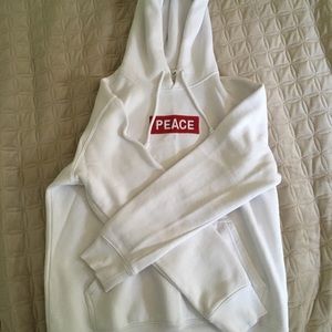 Men’s H&M PEACE red box logo embroidered hoodie